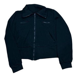 Moto Gear Jacket Womens Large Black Zip Up Cotton Blend Basic Casual Coat